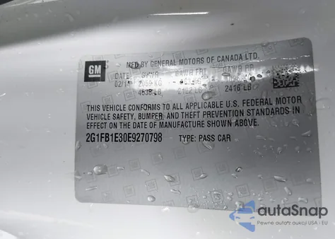 2014 Chevrolet Camaro 1Lt from USA, damaged, VIN 2G1FB1E30E9270798